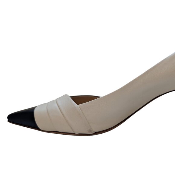 SERGIO ROSSI Metallic-trimmed Leather D’Orsay Kitten Heels - Picture 6 of 9